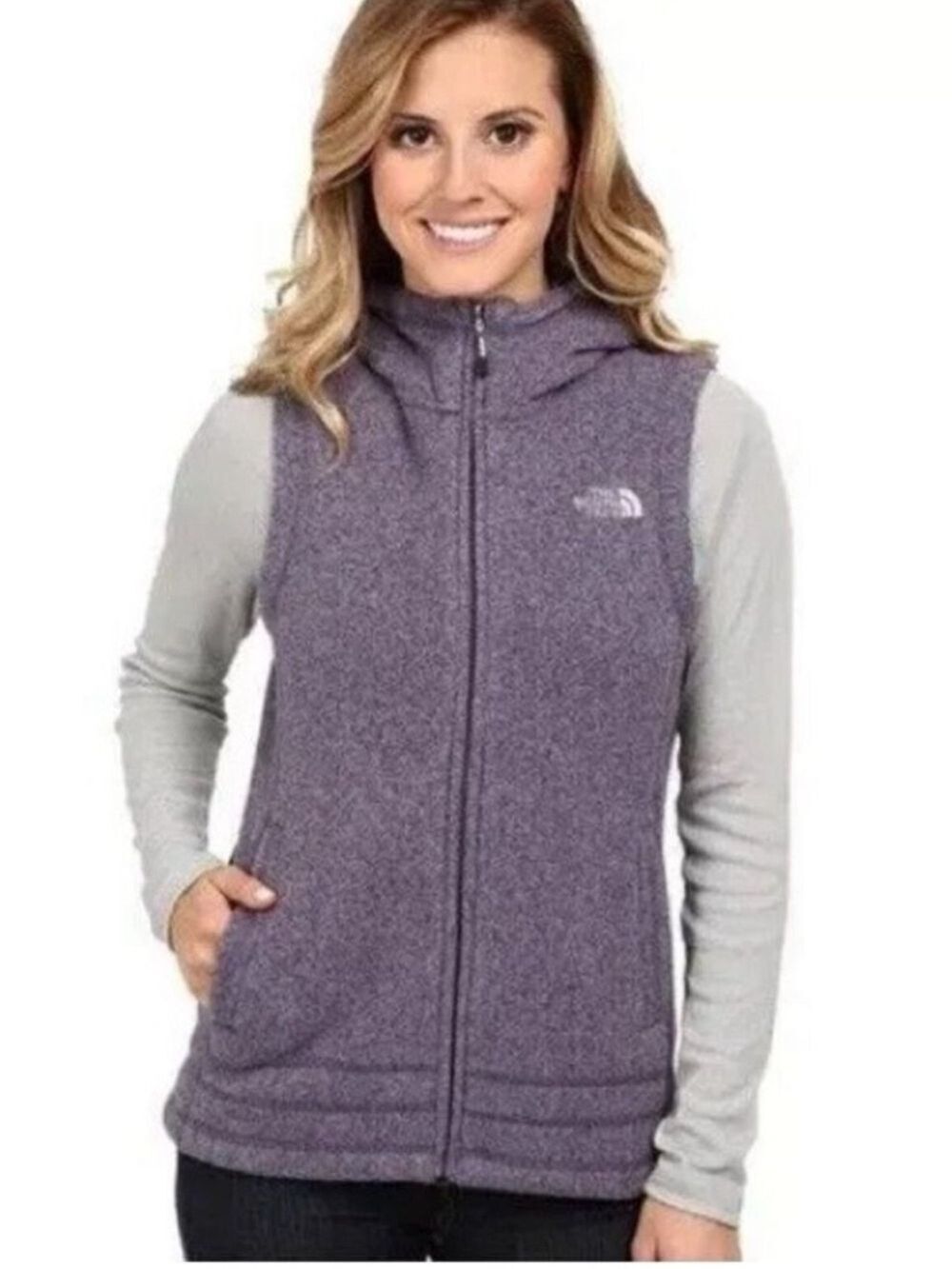 The North Face Jacket Crescent Knit Hooded Vest in Lavender - Size XS